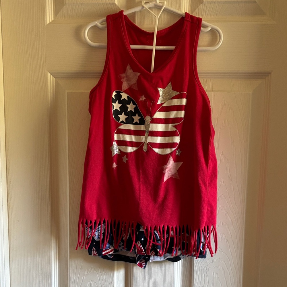 The Children's Place Red Butterfly Star Fringe Tank Top